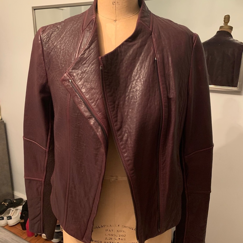 Vince Rib Panel Leather Jacket - image 1
